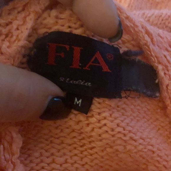 FIA pink crochet pullover cowl neck sweater medium - Picture 3 of 3